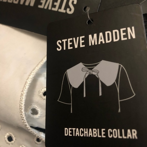 Steve Madden Imitation Pearl Trim Eyelet Detachable Collar White OSFM New - Picture 7 of 9